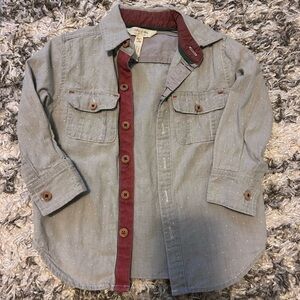 Matilda Jane by Joanna Gaines Gray Shirt with Burgundy Trim